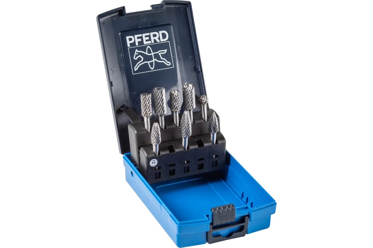 Picture of Pferd Carbide Bur Set 8 Piece OMNI Cut 1/4" Shank Plastic Case